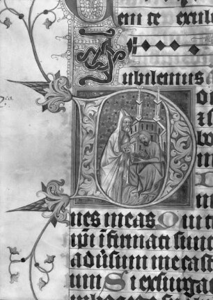 Psalterium Rudnicense — Initiale D Krönungsszene, Folio 15 b