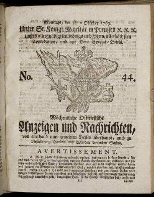 No. 44. Montags, den 30ten Oktober 1769.