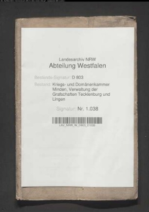 Kataster von den Zuschlägen der Vogtei Leeden