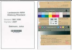 Entnazifizierung Julius Siekmann , geb. 08.04.1886 (Beamter)