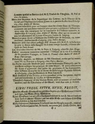 Libri Theol. Futur. Nund. Prodit.