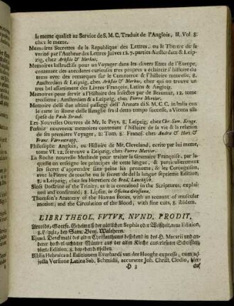 Libri Theol. Futur. Nund. Prodit.