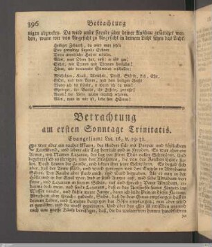 Betrachtung am ersten Sonntage Trinitatis.