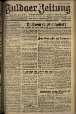Erste Ausgabe vom Samstag, den 14. November 1936.