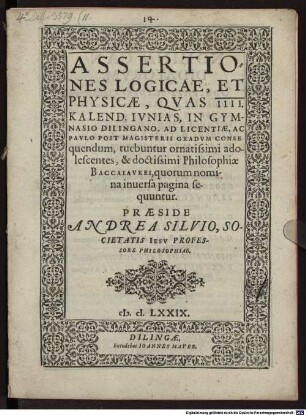 Assertiones logicae et physicae