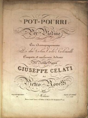 Pot-pourri per violino con accompagnamento di due violini, viola e violoncello : op. IV