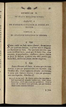 Titulus I. De Statibus Civilibus In Genere.