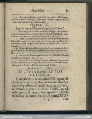Caput III. De Creatione Et Providentia