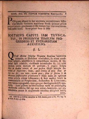 Historia seculi sexti fabulis variorum maculata