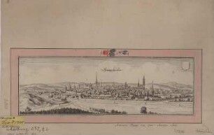Ansicht von Sangerhausen, Kupferstich, 1650 : Sangerhausen / [Stecher Matthaeus Merian] - [Franckfurt] : [Matthaeus Merian] , [1650]. - 1 Kunstbl. : Kupferst. ; 32 x 11 cm