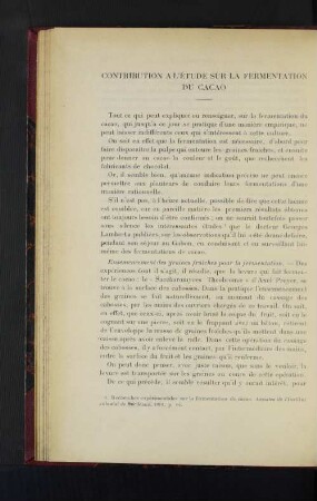 Contribution A L'Étude Sur La Fermentation Du Cacao.