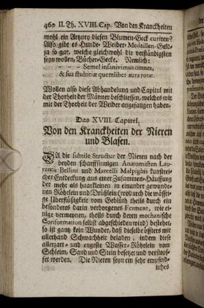 Das XVIII. Capitel. Von den Kranckheiten der Nieren und Blasen.