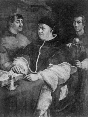 Bildnis des Papstes Leo X. mit den Kardinälen Giuliano de'Medici und Luigi de'Rossi