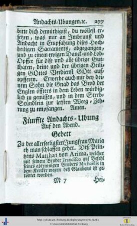 Fünffte Andachts-Ubung
