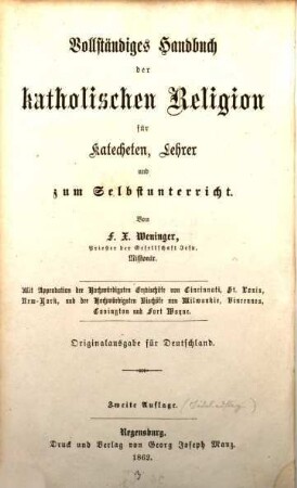 Handbuch der christkatholischen Religion