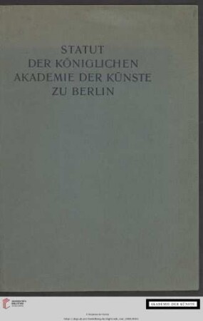 Statut der Königlichen Akademie der Künste zu Berlin