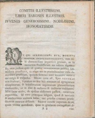Comites Illvstrissimi, Liberi Barones Illvstres, Ivvenes Generosissimi, Nobilissimi, Honoratissimi.