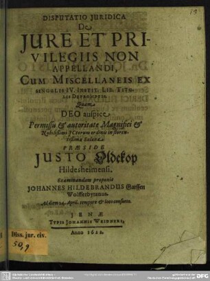 Disputatio iuridica de iure et privilegiis non appellandi