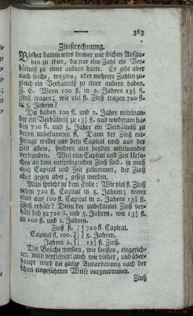 Zinßrechnung. - Zinß aus Zinß zu berechnen.
