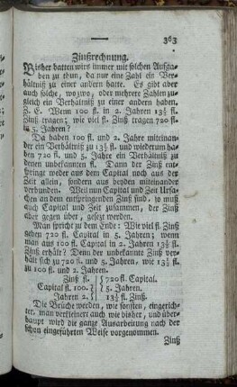 Zinßrechnung. - Zinß aus Zinß zu berechnen.