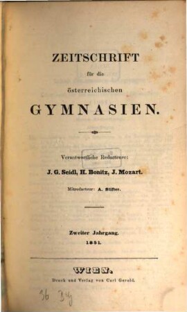 Zeitschrift für die österreichischen Gymnasien. 2. 1851
