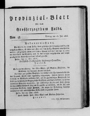 Num. 55., Ausgabe vom 16. Juli 1816