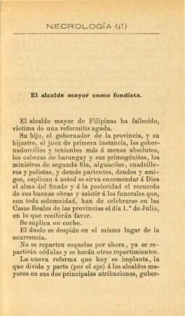 Necrología (?!). El alcalde mayor como fondista