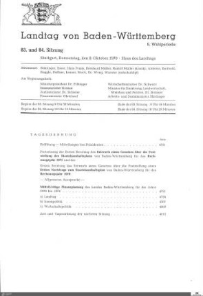 83. und 84. Sitzung, Stuttgart, 8.10.1970