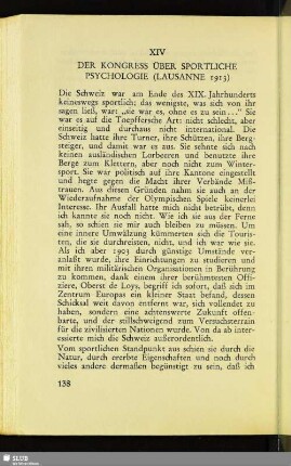 XIV Der Kongress Über Sportliche Psychologie (Lausanne 1913)