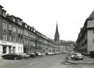 Meißen-Triebischtal. Talstraße. Blick nach Westen gegen Turm der Lutherkirche