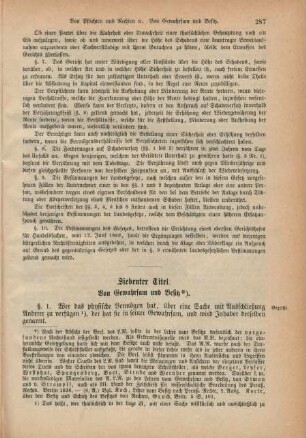 Siebenter Titel. Von Gewahrsam und Besitz.