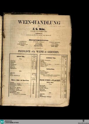 Karlsruher Tagblatt, Wein-Handlung