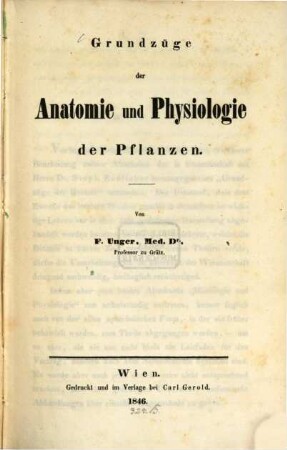 Grundzüge der Anatomie und Physiologie der Pflanzen