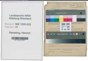 Entnazifizierung Heinrich Reineking , geb. 09.12.1896 (Verteiler)