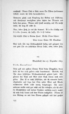 143 Wandsbeck, den 27. Dezember 1805.