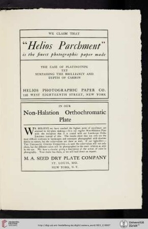 Helios Photographic Paper Co. [Helios Parchment Paper]