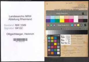 Entnazifizierung Heinrich Olligschlaeger , geb. 11.03.1909 (Techniker)
