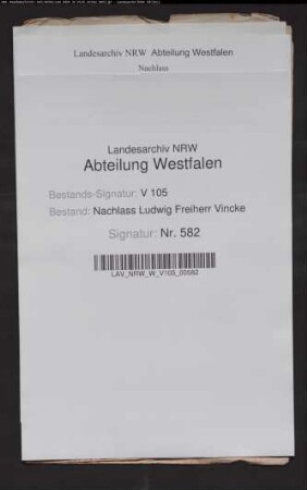 Regulierung der Hinterlassenschaft der Schwester Elisabeth von der Reck geb. Vincke
