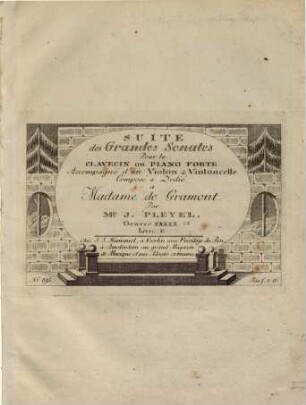 Suite des grandes sonates pour le clavecin ou piano forte accompagné d'un violon & violoncelle : oeuvre XXXXX, livre V