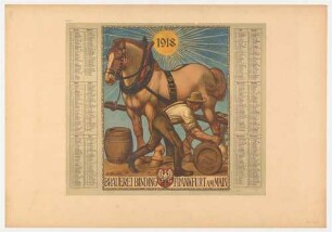 Plakat: Kalender der Brauerei Binding in Frankfurt/Main für das Jahr 1918