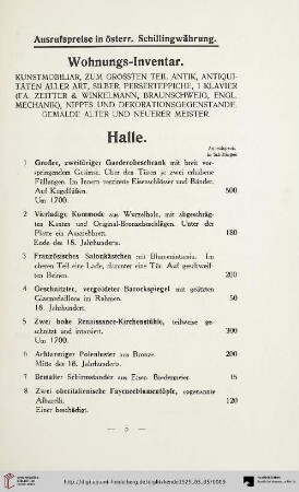 Wohnungs-Inventar (Nr. 1-309)
