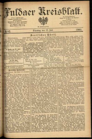 Ausgabe vom Dienstag, den 17. Juli 1900.