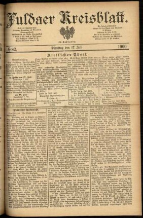 Ausgabe vom Dienstag, den 17. Juli 1900.