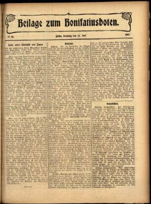 Zweite Ausgabe vom Sonntag, den 23. Juni 1907.
