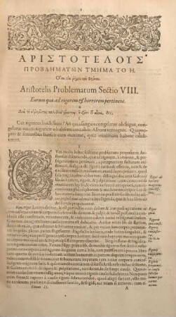 Aristotelis Problematum Sectio VIII.