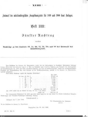Hauptfinanzetat 1899-1900, Heft 18