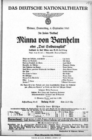 Minna von Barnhelm oder "Das Soldatenglück"