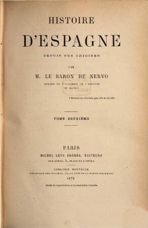 Histoire d'Espagne depuis ses origines, 2