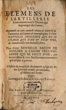 Les Elemens de l'Artillerie