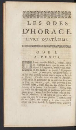 Les Odes D'Horace. Livre Quatrieme.